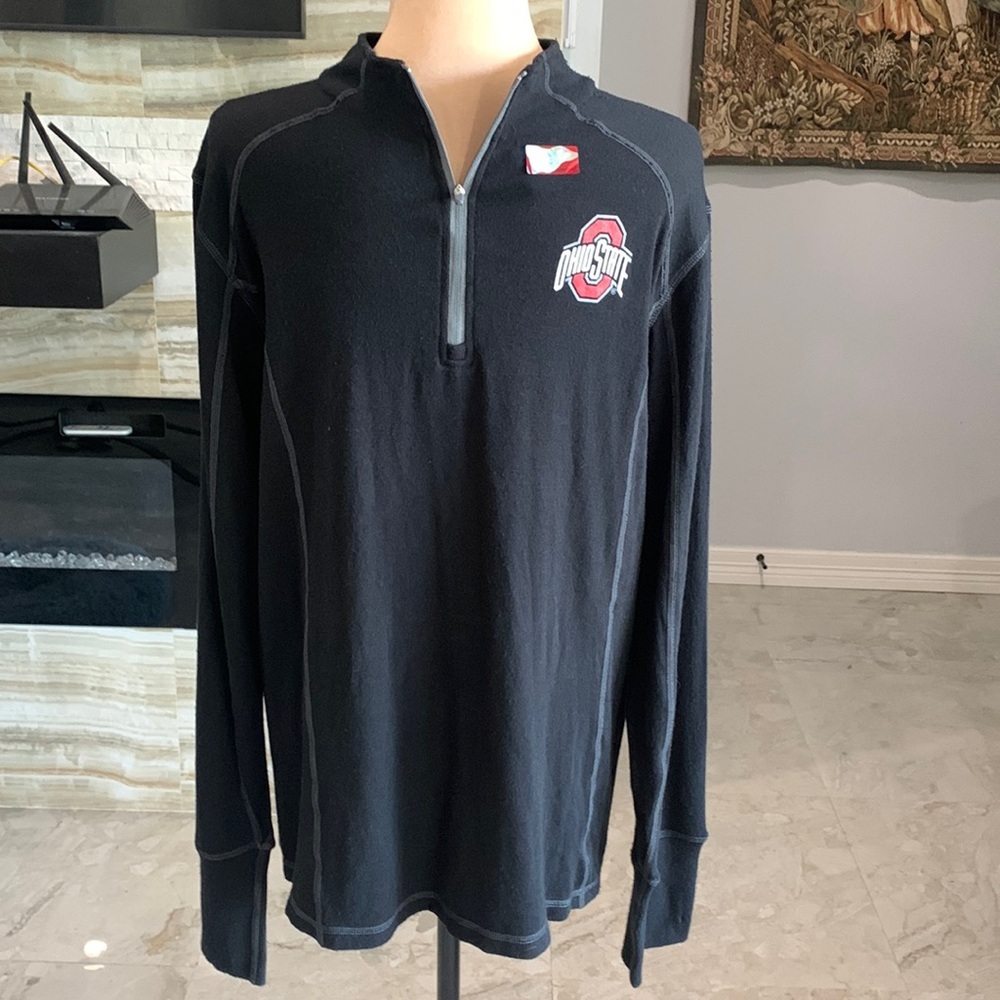 j. America Color Block Black Gray Trim Quarter‎ Zip Pullover Ohio State. Size XL